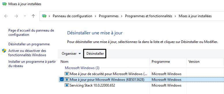Desinstalar la actualización de Windows 11