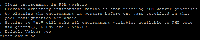 PHP-FPM - Variables environnements
